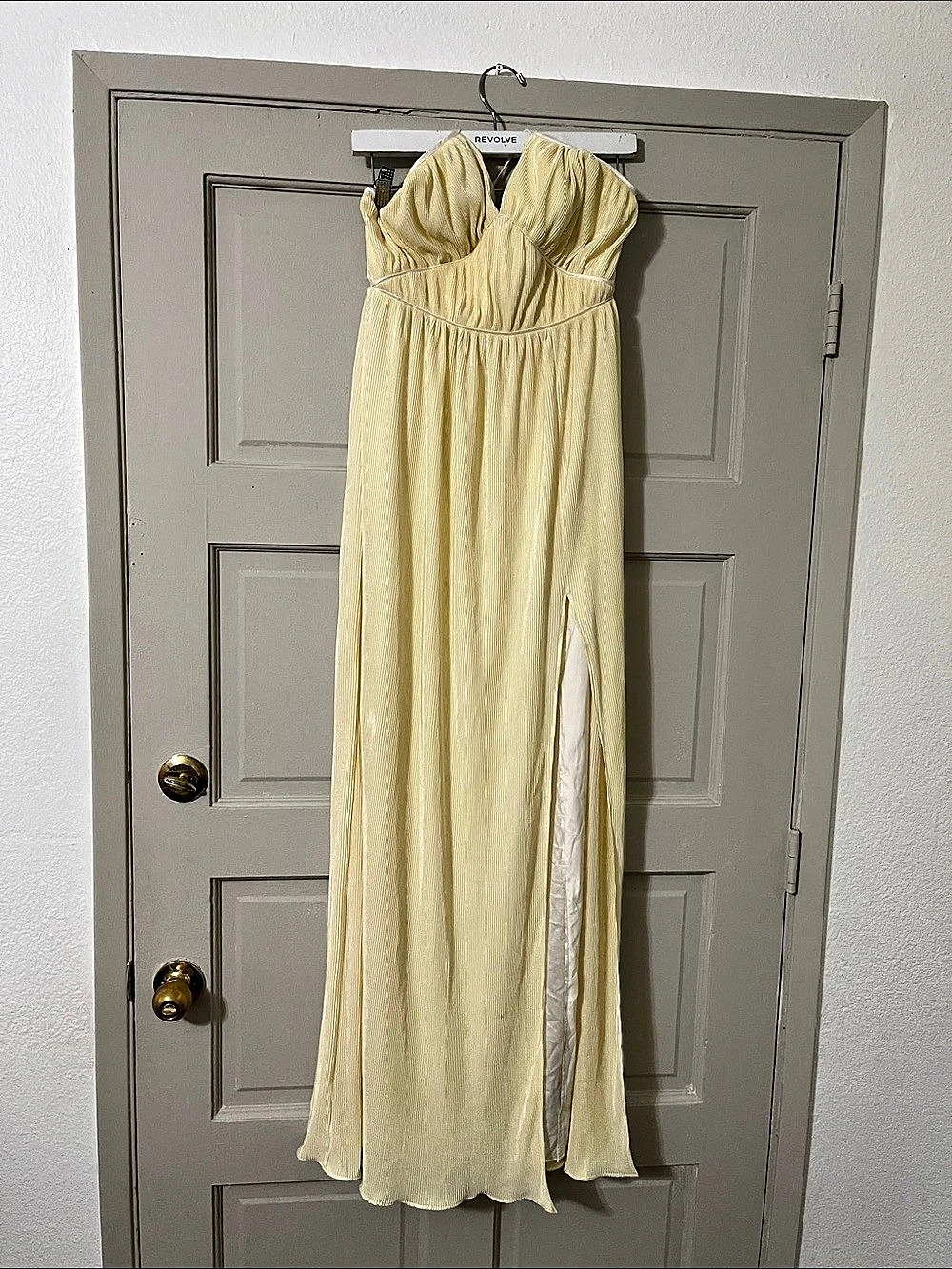 Yellow Pleated Maxi Dress